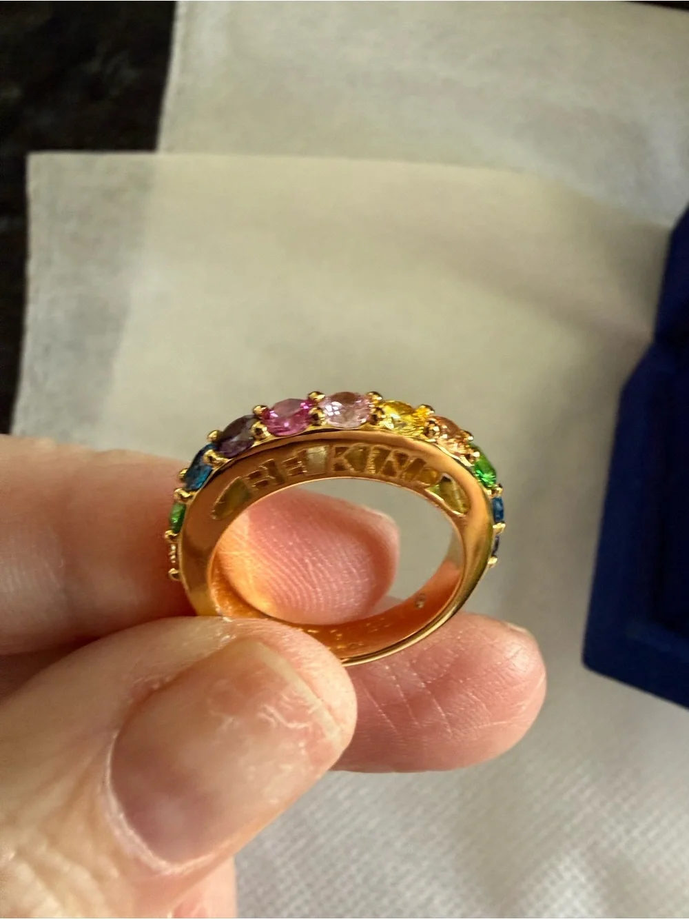 Kurt Geiger Rainbow Crystal Pavé Ring - Picture 4 of 4